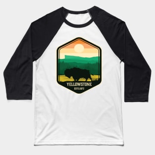 Bison on Yellowstone National Park Graphic Design T-shirt Baseball T-Shirt
